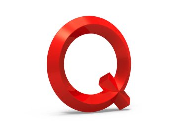 3D render kırmızı eğimli alfabe Q