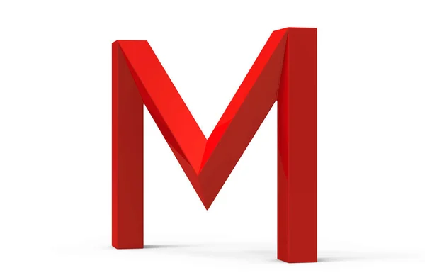 3D render red beveled alphabet M — Stock Photo, Image