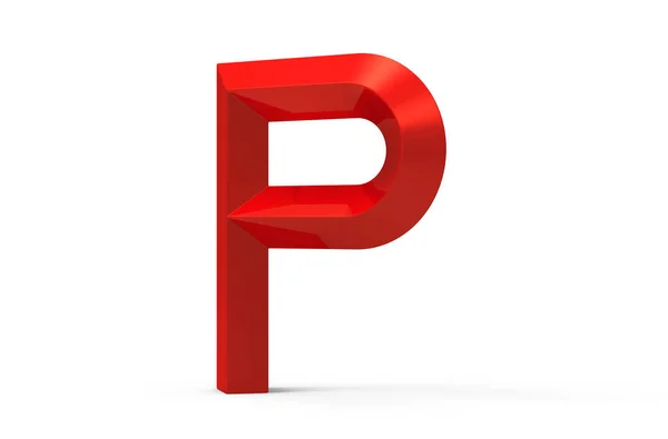 3D render röd avfasade alfabetet P — Stockfoto