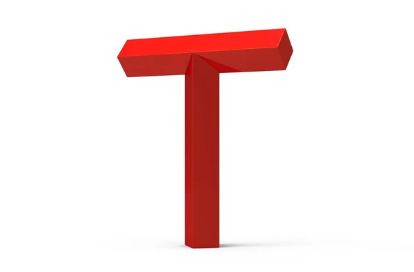 3D render röd avfasade alfabetet T — Stockfoto