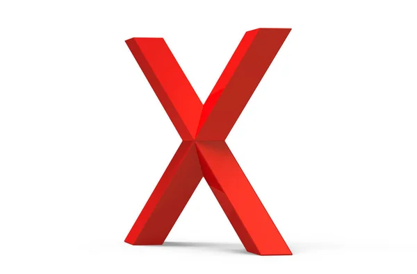 Alfabet 3D render czerwony skośny X — Zdjęcie stockowe