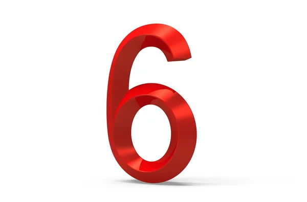 3D render red beveled number 6 — Stock Photo, Image