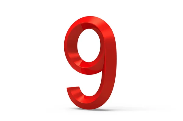 3d 렌더링 빨간 경사진된 번호 9 — 스톡 사진