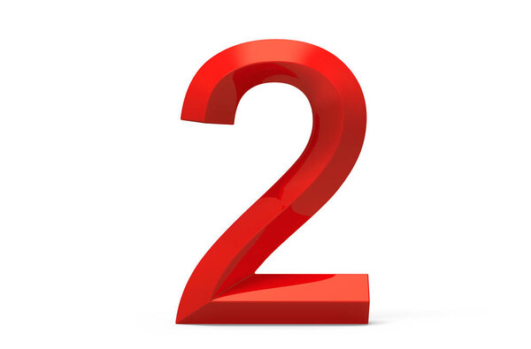 3D рендеринг красный скошенный номер 2
