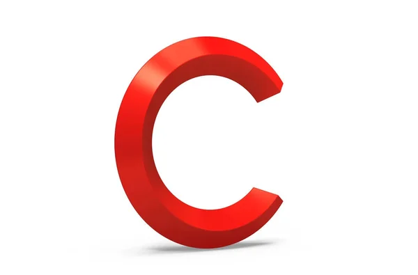 3D render red beveled alphabet C — Stok Foto