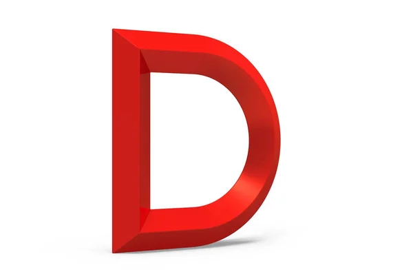 3D render red beveled alphabet D — Stok Foto