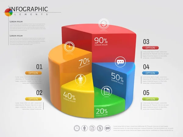 Infográfico gráfico de gráfico de torta 3D — Vetor de Stock