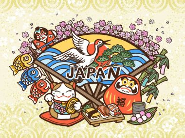 Güzel Japonya konsept illüstrasyon