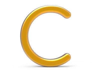 3D render metalik alfabe C