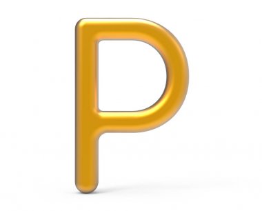 3D render metalik alfabe P