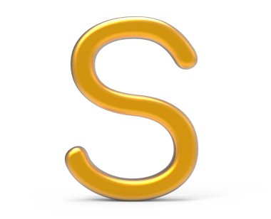 3D render metalik alfabe S