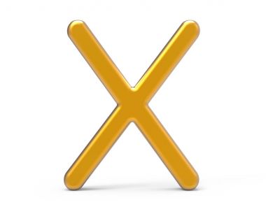 3D render metalik alfabe X