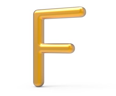 3D render metalik alfabe F