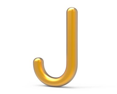 3D render metalik alfabe J