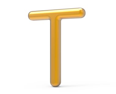 3D render metalik alfabe T