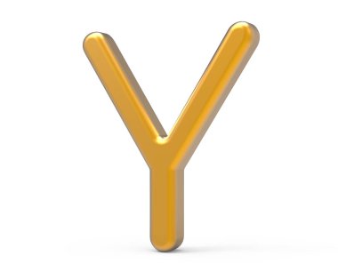 3D render metalik alfabe Y