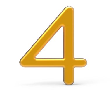 3D render altın sayı 4