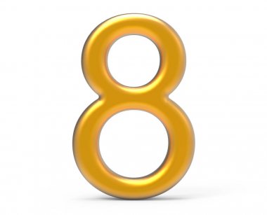 3D render altın sayı 8
