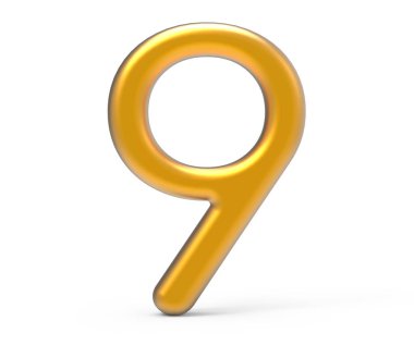 3D render altın sayı 9