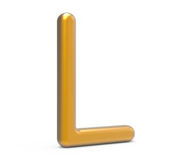 3D render metalik alfabe L