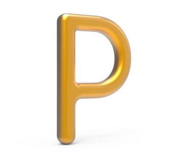 3D render metalik alfabe P