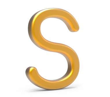 3D render metalik alfabe S