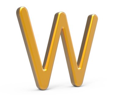 3D render metalik alfabe W