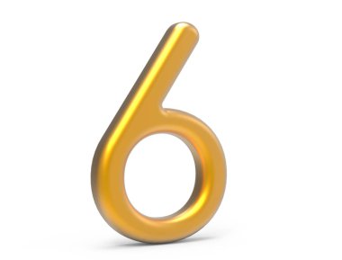 3D render altın sayı 6