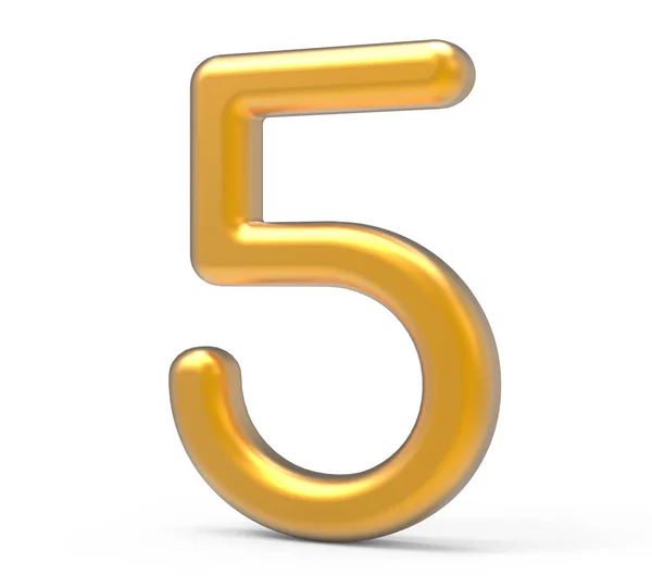 3d rendern goldene Zahl 5 — Stockfoto