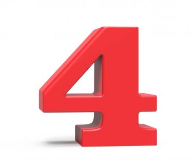 3D render kırmızı sayı 4