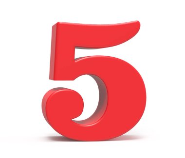 3D render kırmızı sayı 5