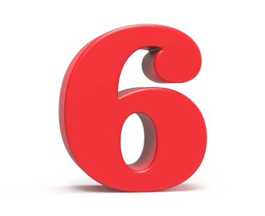 3D render kırmızı numarası 6