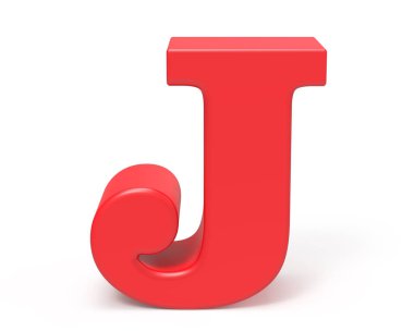 3D render kırmızı alfabe J