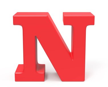 3D render kırmızı alfabe N