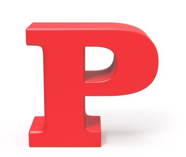 3D render kırmızı alfabe P
