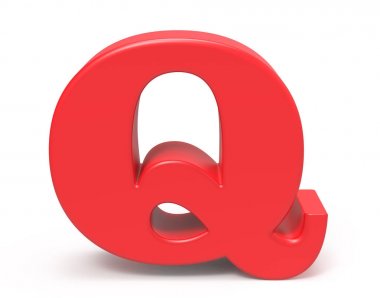 3D render kırmızı alfabe Q