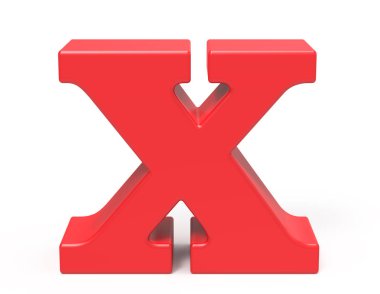 3D render kırmızı alfabe X