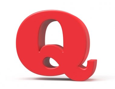 3D render kırmızı alfabe Q