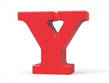 3D render kırmızı alfabe Y