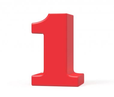 3D render kırmızı sayı 1