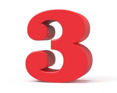 3D render kırmızı sayı 3