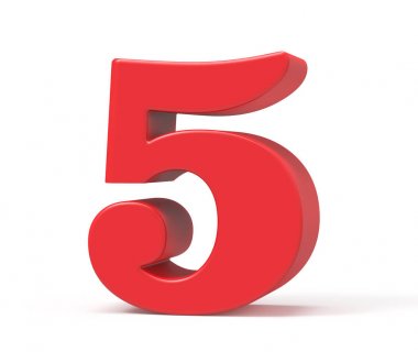 3D render kırmızı sayı 5