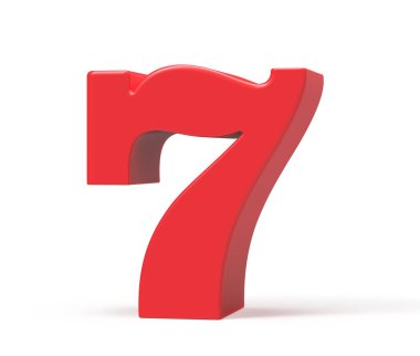 3D render kırmızı sayı 7