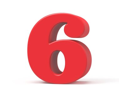 3D render kırmızı numarası 6