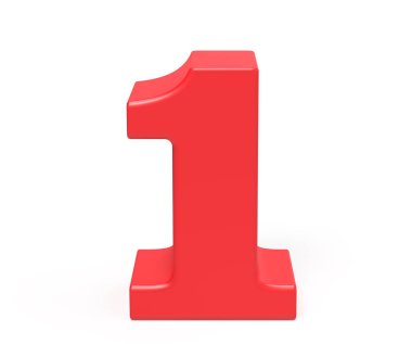 3D render kırmızı sayı 1