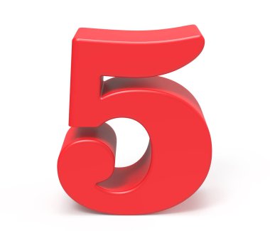 3D render kırmızı sayı 5