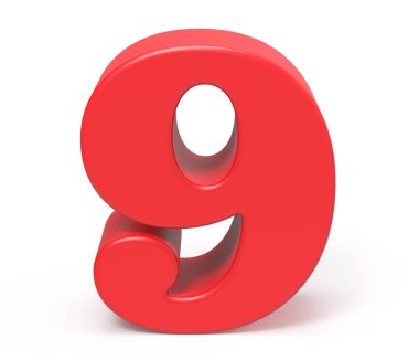 3D render kırmızı sayı 9