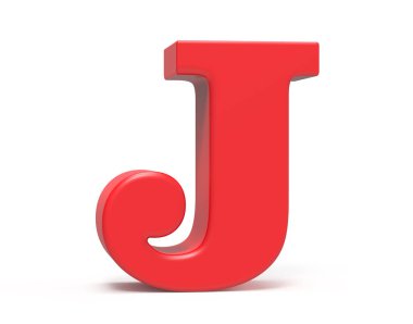 3D render kırmızı alfabe J