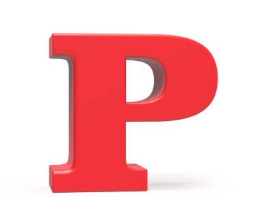 3D render kırmızı alfabe P