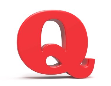 3D render kırmızı alfabe Q